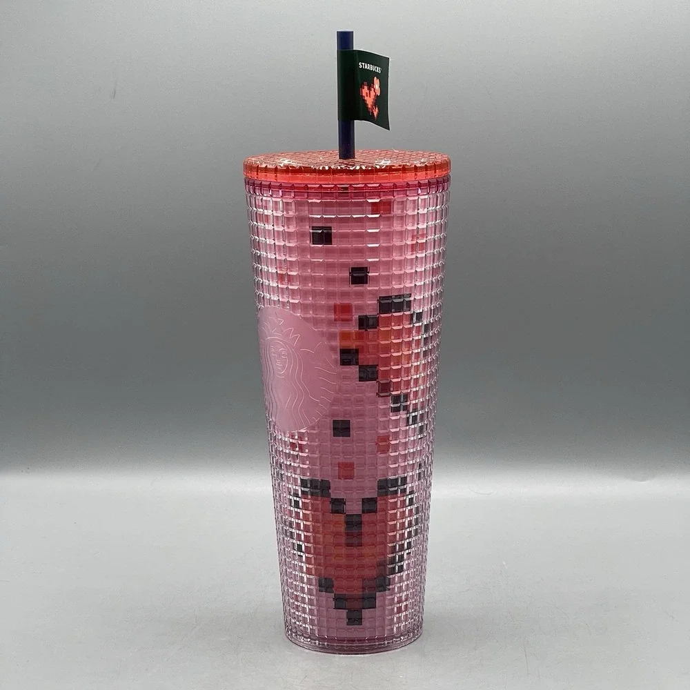 Starbucks Valentine's Cold Cup 2025 8 Bit Hearts‎ 24oz Love Heart